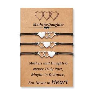 Ensemble de bracelets assortis cœur entrelacé mère fille en acier inoxydable