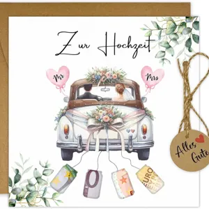 Folding Greeting Card With Envelope Hemp Rope Hanging Tag Money Holder Wedding Birthday Christmas Party Gift Card
