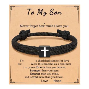 Men Women Woven Milan Rope Cross Pendant Bracelet Adjustable Friendship Cord Bracelets For Daily Gift Jewelry