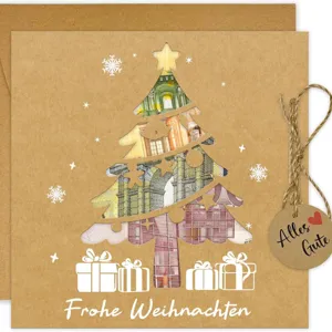 Christmas greeting card money holder craft paper holiday gift card with envelope and tag
