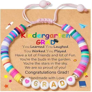 Children colorful soft pottery clay bead bracelet kindergarten graduation gift jewelry card