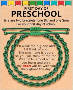 Matching braided bracelets set for kids back to school gift with blessing message card.