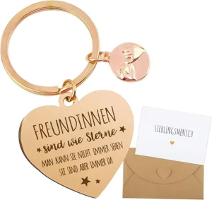 Roségold Herz Schlüsselanhänger Beste Freundin Geschenkset mit Grußkarte und Anhänger.