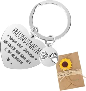 Edelstahl Herz Schlüsselanhänger beste Freundin Freundschaft Geschenk mit kleiner Karte