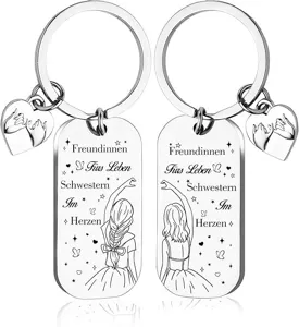 Edelstahl beste Freundinnen Schlüsselanhänger Set Partner Freundschaft Geschenk Anhänger