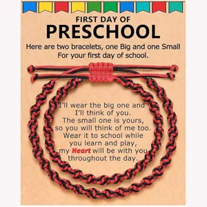 Braided matching bracelets set for preschool back to school gift big and small cord jewelry