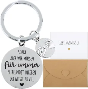 Edelstahl gravierter bester Freundschaft Schlüsselanhänger mit Grußkarte Geschenkset Damen.