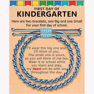 Back to school matching woven bracelets set, big and small mother child wish rope gift.