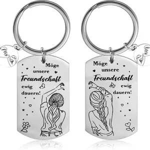 Edelstahl Freundschaft Schlüsselanhänger Set für beste Freunde mit Gravur als Geschenk.