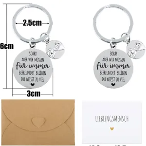 Edelstahl Schlüsselanhänger Set für beste Freundin mit Gravur, Umschlag und Grußkarte.