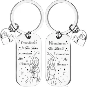Freundschaft Schlüsselanhänger Partner Edelstahl graviert Beste Freundin Geschenk Set