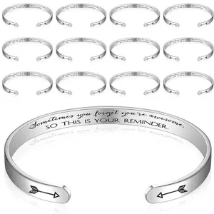 Stainless steel cuff bracelet with motivational engraving inspirational quote jewelry gift
