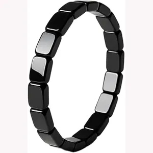 Unisex Magnetic Hematite Stone Bracelet Natural Stone Beaded Couple Bracelet Minimalist Health Care Energy Jewelry Gift