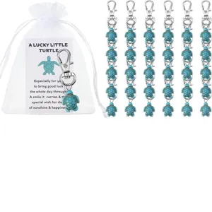 Lucky sea turtle keychain set with gift bag turquoise turtle charms for women girls