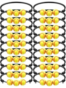 24pcs sports bracelets stackable softball charm beaded braided rope bracelets for fans gifts
