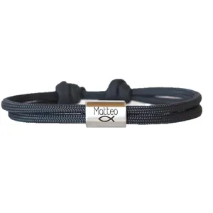 Handgemachte verstellbare Paracord Armband mit Edelstahl Fisch Anhänger für Paare Geschenk