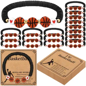 Sporty Style Mixed Material Stackable Beaded Bracelets Hand Woven Sports Theme Charm Bracelet Set For Unisex Jewelry
