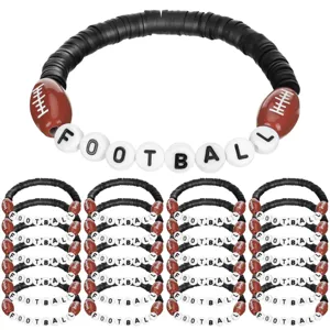 24pcs sports beaded bracelets stackable clay bead football bracelets for women men fans
