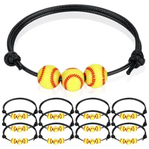 Softball braided rope bracelet set, stacked sports bracelets for women and men daily wear
