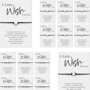 Wish bracelet set with cute heart and star charms on wish cards, perfect gift for friends.