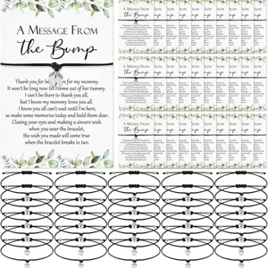 Baby christening adjustable footprint bracelet with message card gift set for celebration.