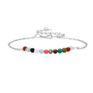 Pulsera de cuentas de piedra natural colorida cadena de plata regalo de cumpleanos mujer