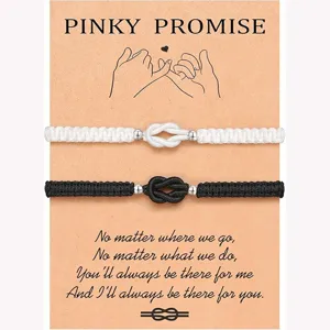 Minimalist Woven Cord Couple Bracelet Infinity Knot Alloy Charm Matching Bracelets Set For Unisex Minimalist Jewelry Gift