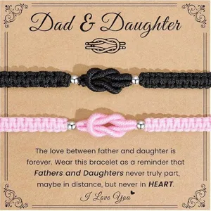 Father daughter braided bracelet set gift matching father child woven string bracelets