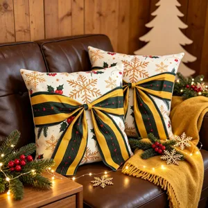 Weihnachten dekorativer Kissenbezug mit elegantem 3D-Schleifen- und Schneeflockenmuster Sofa.