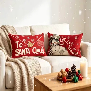 Weihnachtskissenbezug festliches Leinenkissen für Sofa Indoor Feiertags Heimdekoration.