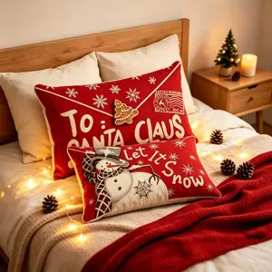 Weihnachtskissenbezug Set rot Weihnachtsmann Briefumschlag Schneemann Deko Kissenhülle
