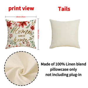 Christmas linen pillowcase 18x18 inch decorative throw pillow cover for home sofa bedroom