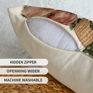 Herbst Kürbis Leinen Kissenbezug mit verdecktem Reißverschluss und maschinenwaschbar.