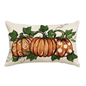 Herbst Kürbis Kissenbezug, Leinen Textur Sofakissen Hülle für gemütliche Herbst Heimdekoration.