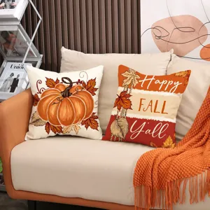 Federe per cuscini autunno zucca, copricuscino decorativo effetto lino per la casa.
