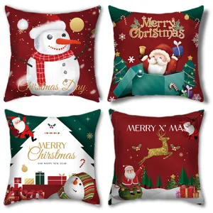 Christmas throw pillow covers 4 pack festive holiday decorative cushion covers for sofa home decor.