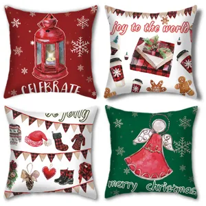 Christmas cushion covers set, festive decorative throw pillow cases for home sofa living room.