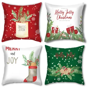 Christmas throw pillow covers 4 pack festive holiday cushion cases for sofa couch decor