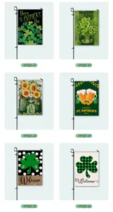 St. Patrick's Day garden flags set, clover and sunflower double-sided decorative outdoor yard flags.