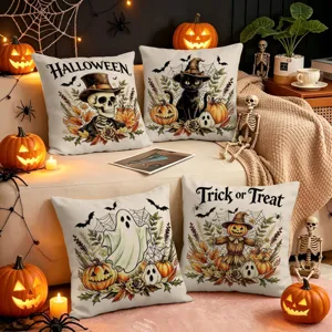 Halloween Kissenbezug retro spukhafte Geist Kuerbis Sofa Kissen Dekoration Muster neu