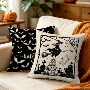 Federe per cuscini decorativi di Halloween set di 2 fantasma strega divano copricuscini