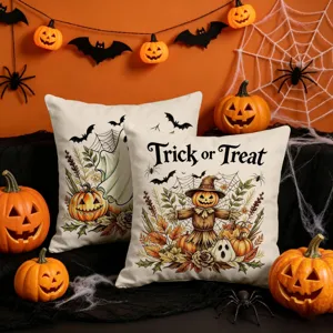 Halloween deko kissenbezug mit gruseligen geist und kürbis drucken für sofa dekoration.