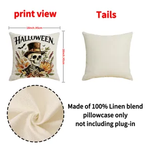 Halloween Skeletons Leinen Mischung Kissenbezug 45x45 cm dekoratives Sofakissen Kissen