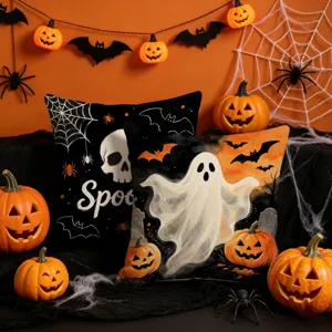 Fundas de cojín de Halloween fantasma aterrador cráneo poliéster decoración sofá hogar