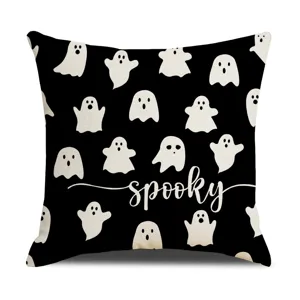 Halloween Federa per Cuscino con Fantasma Nera Decorativa per Divano Arredo Casa Top