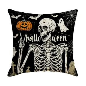 Halloween skeleton throw pillow cover decorative vintage pumpkin cushion case 45x45cm