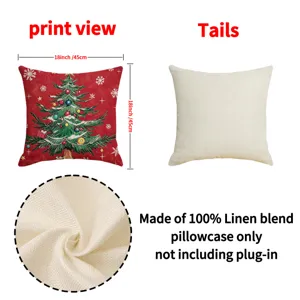 Christmas tree print linen blend pillowcase 18x18 inch holiday home decorative throw pillow