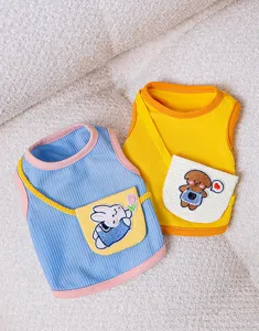 Zomer schattig huisdier hondenenvest met kleine dierlijke tas, ademende kattenkleding voor huisdieren.
