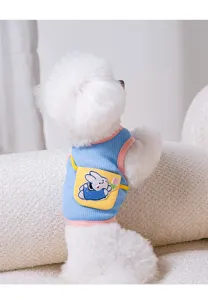Zomer schattig huisdier hond kat vest met kleine rugzak, ademende kleding met konijn.