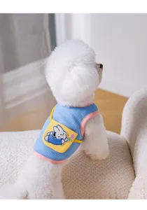 Leuke zomer huisdier vest met konijn tas detail, ademende kleding voor kleine honden en katten.